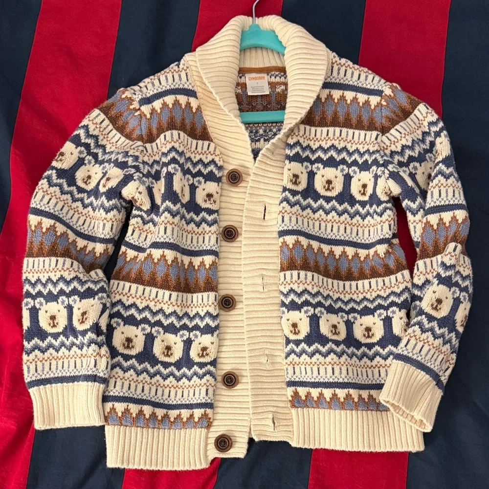 Gymboree Cream and Blue winter Sweater